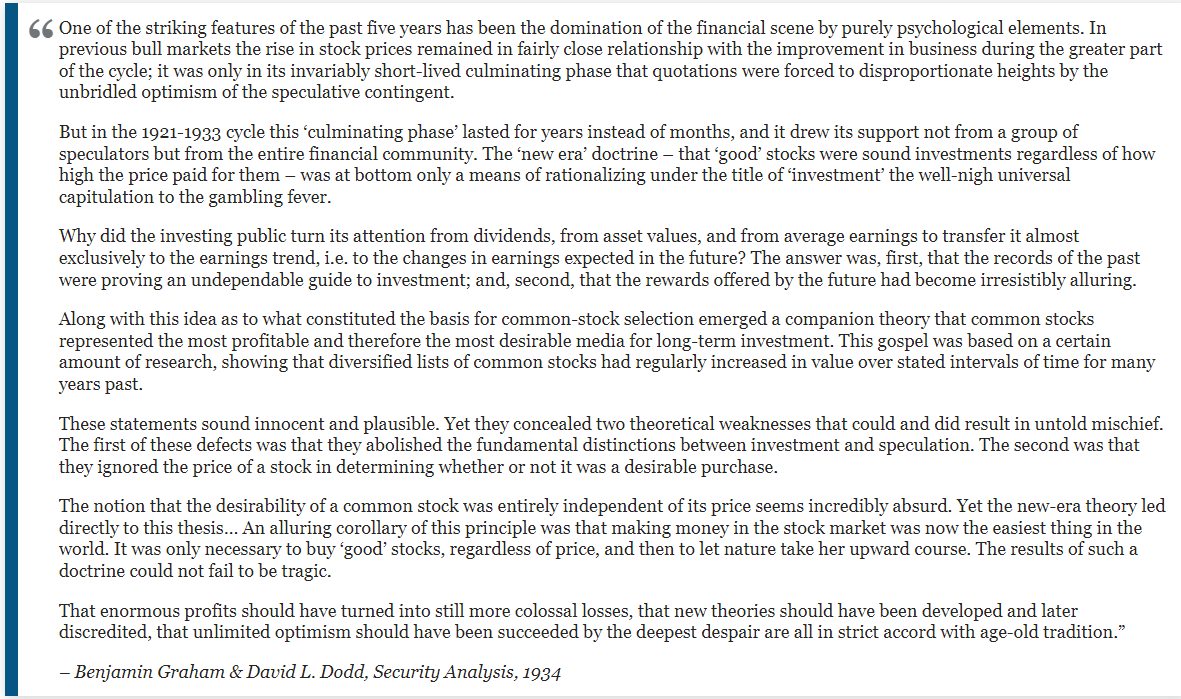 Ben Graham David Dodd quote from Security Analysis in 1934