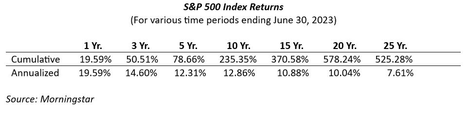 S&P index return
