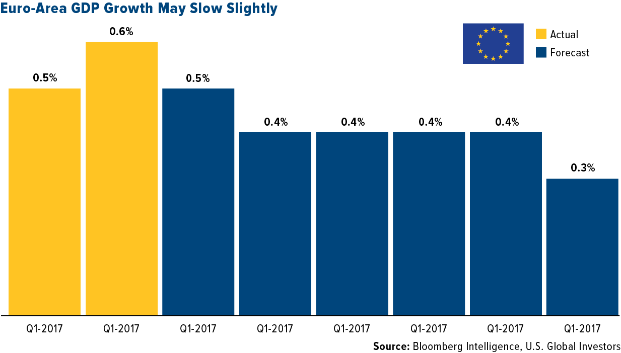 Euro area GDP growth may slow slightly