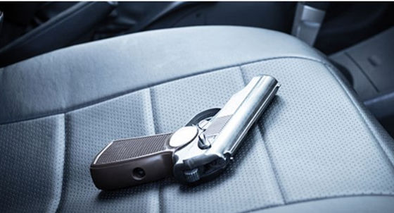 Picture of handgun in car