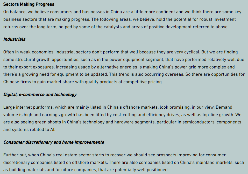 Sectors Making Progress